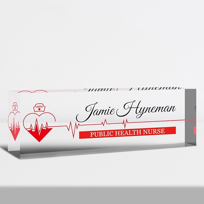 Desk Name Plate Personalized, Custom Name Plate for Desk, Acrylic Desktop Accessories, Office Gift & Decor for Women Men, Teacher Nurse Boss Employee Appreciation Gifts