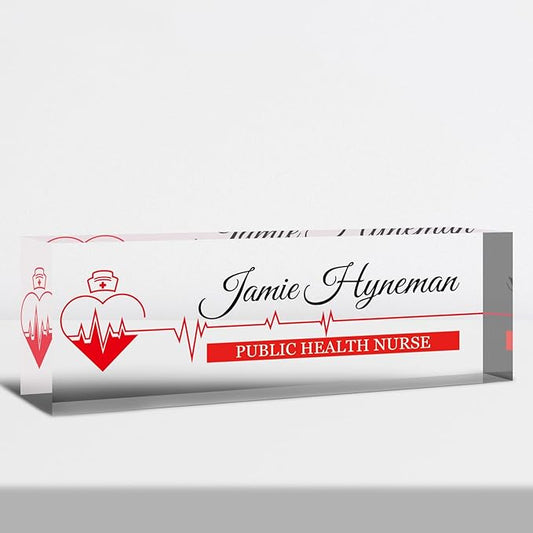 Desk Name Plate Personalized, Custom Name Plate for Desk, Acrylic Desktop Accessories, Office Gift & Decor for Women Men, Teacher Nurse Boss Employee Appreciation Gifts