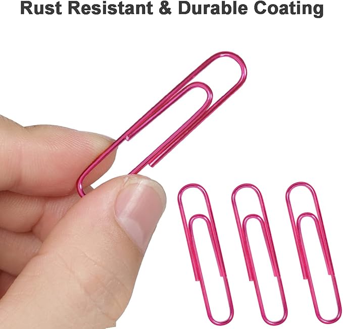 PaperClips, 100PCS 2" Large Paper Clips(50MM) in Recyclable Container, Big PaperClips with Vinyl Coated, Jumbo Paper Clip Great for Home, School and Office, PVC Free Pink PaperClips