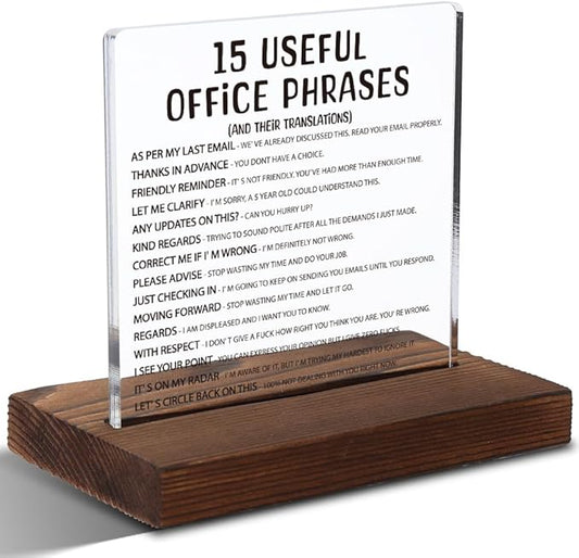 Silly Office Gifts for Women, Humorous Office Gifts for Coworkers, Managers, Sarcastic Office Gifts for Coworkers, Managers,Modern Acrylic Desk Plaque, 10 x 10 x 1.5 cm,XXD63
