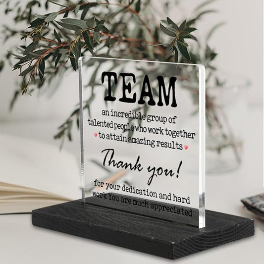 Inspirational Team Office Decor, Thank you Appreciation gifts for Team, Team Gifts for Employees, Going Away Gift Retirement Gift for Employees Coworker Boss, Team Gift Decor Plaque-DX329