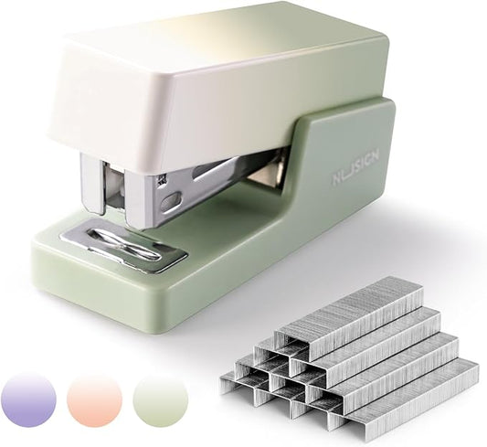 Mini Stapler with 830 Staples, Small Cute Desk Staplers, 25 Sheet Capacity, Green-White Gradient