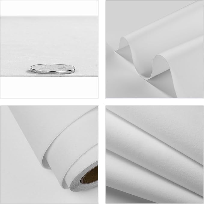 FunStick White Velvet Fabric Wallpaper Self Adhesive Soft Felt Drawer Liners for Dresser White Velvet Flocking Contact Paper Peel and Stick Felt Sheets for Crafts Jewelry Box Cabinets Shelf 15.8"x80"