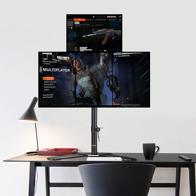 Suptek Quad LED LCD Monitor Stand up Free-Standing Desk Stand Extra Tall 31.5" Pole Heavy Duty Fully Adjustable Mount for 4 (3+1) / Four Screens up to 27 inch (ML6864)