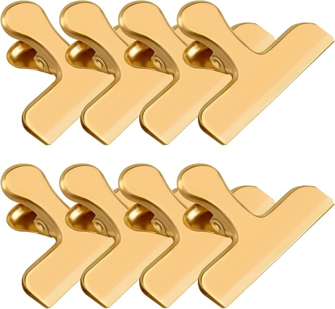 8 Pack 3 Inch Wide Stainless Steel Chip Clips Food Bag Clips Heavy Duty Food Bag Clamp, Chip Clips Metal Hinge Clip File Clamps