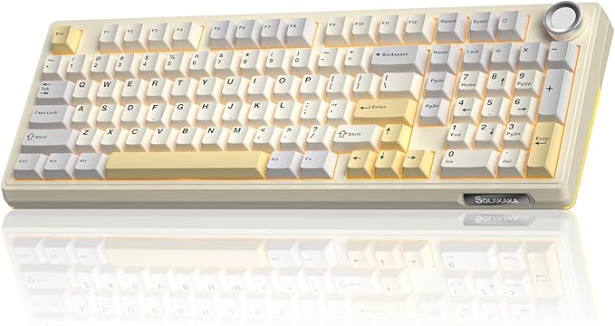 KI99 Pro 96% Wireless Mechanical Gaming Keyboard, Creamy Keyboard with Number Pad, Hot-Swappable Pre-Lubed Switches, Gasket Structure RGB Keyboards for Gamer/PC/Laptop(Beige White)