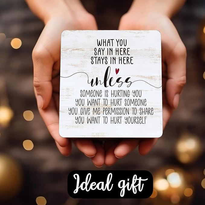 Wooden Mental Health Plaque - Desk Sign for Psychology, Therapy & Counseling Offices