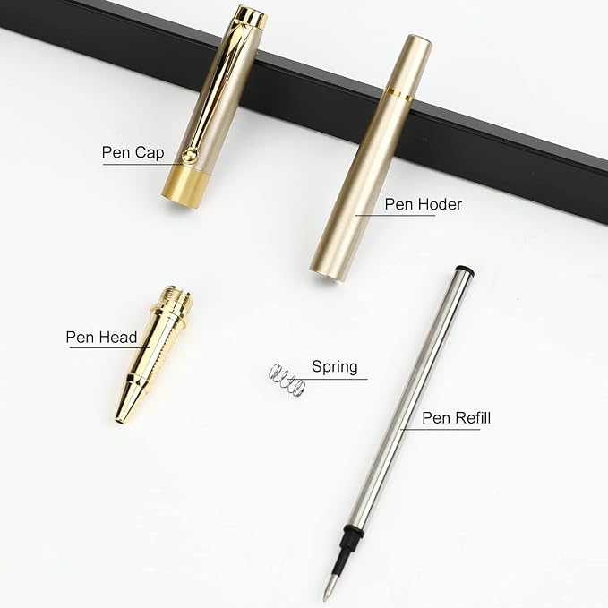 YIVONKA Ballpoint Pen Black Refill,Luxury Ballpoint Line width 0.5mm,Best Ball Pen Gift Set for Men & Women Professional Executive,Office,Nice BallPens Classy Gift Box (2 Gold)