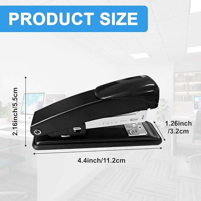 9 Pcs Desktop Stapler Bulk, Metal Desktop Staplers with 6000 Staples, Heavy Duty Office Stapler 25 Sheet Capacity Office Staple for School Office (Black)