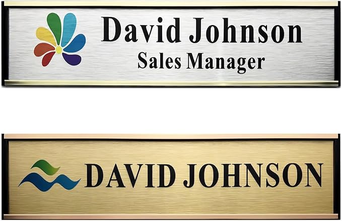 Personalized Name Plate for Door or Wall, 2 x 8 inch Custom Office Aluminum Door or Wall Name Plates with Logo Image or Texts, Office Appreciation Gifts for Coworkers Boss Teacher, Employee