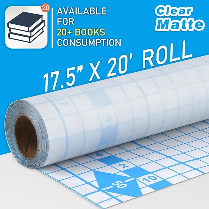Chell Matte Clear Contact Paper Roll for Books, Crafts and Countertops, Self Adhesive Book Cover, 17.5 in x 20 ft