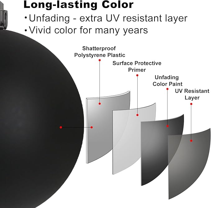 Black 4.0" Large Christmas Balls - Christmas Tree Decoration Ornaments Shatterproof Hanging Balls for Birthday Halloween Holiday Wedding Decorations Set of 4pcs