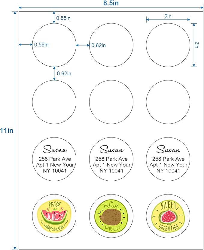 Methdic 2" Diameter High Visibility Printable Round Labels，Matte White，360 Customizable Blank Stickers
