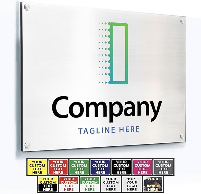 Custom Metal Signs, Personalized Aluminum, Customized Safety, Business Signs, Waterproof Outdoor, White Aluminum (Logo, 42x28 In)