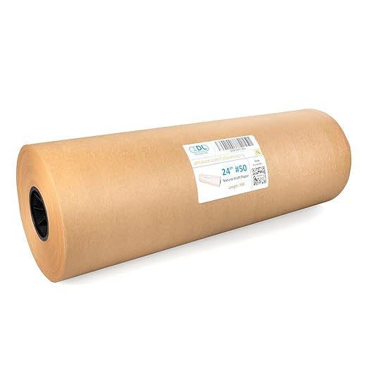 IDL Packaging 24" x 8640" (720 feet) - Kraft Paper Roll - 50lb Thickness - Natural Brown Kraft Wrapping Paper for Packing - Perfect Kraft Paper for Void Filling & Heavy Duty