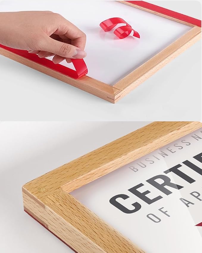 Wall Mount Acrylic Sign Holder Self Adhesive Magnetic Display Frame Clear Document Frame for Office, Store, School, Home, Wall Picture Frame (Walnut A5 148×210mm/5.83×8.27inches)