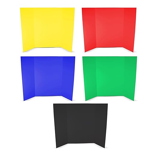 Flipside Products 36” x 48” Foam Project Boards for Presentations, Science Fair, School Projects, Event Displays and Trifold Picture Board - Assorted Colors (Yellow, Green, Blue, Red, Black) - 24 Pk