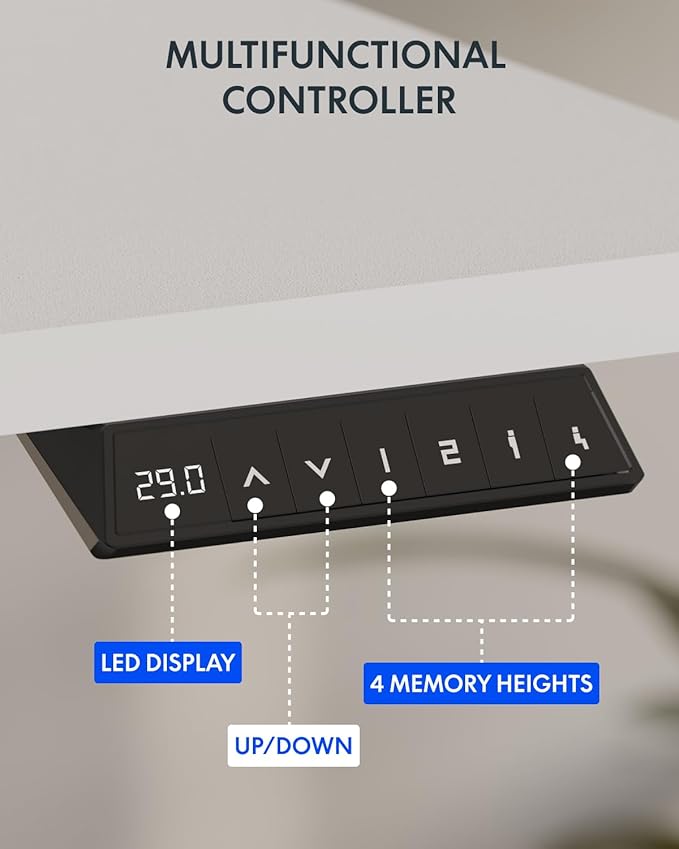 FLEXISPOT 71 x 32 Inch Large Standing Desk, Stand Up Desk with Splice Board, Rising Desks for Home Office, Office Desk with Cup Holder and Headphone Hook (White Frame + White Top, 2 Packages)