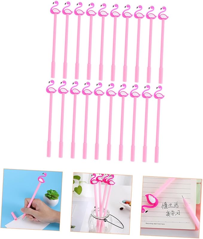 20Pcs Flamingo Gel Pens Fine Tip Cartoon Writing Pens for Students School and Home Use with Ink Capacity and Design