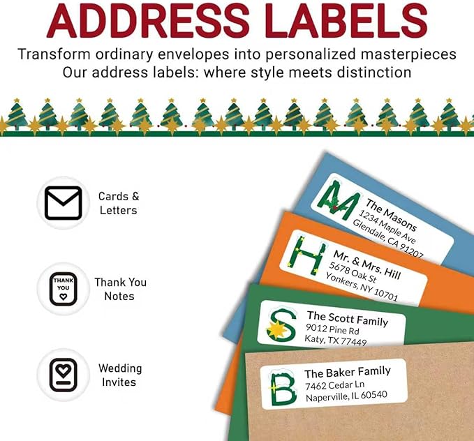 Personalized Return Address Labels - Custom Address Labels with Monogram (Everwhite Greetings)