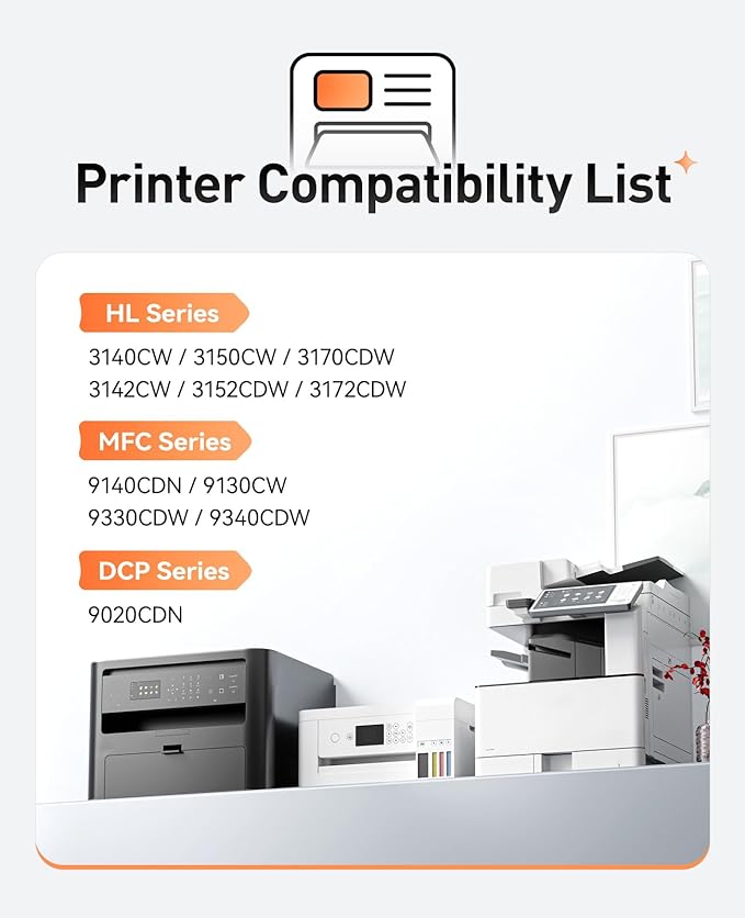 TN221 TN225 Toner Cartridge 4-Pack Replacement for Brother TN-221 TN-225 to Use with MFC-9130CW HL-3170CDW MFC-9340CDW HL-3140CW 3150CW MFC-9330CDW 9140CDN DCP-9020CDN Printer Black Cyan Yellow Magent
