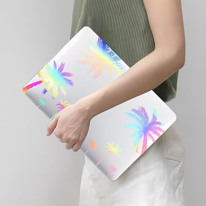 DTangLsm for M4 MacBook Air 13 inch Case 2025 2024-2022 M3 M2 A3240 A3113 A2681, Clear Plastic Hard Case for MacBook Air 13.6 inch Laser Print Laptop Shell&Keyboard Cover for Mac Air M4, Coconut Tree