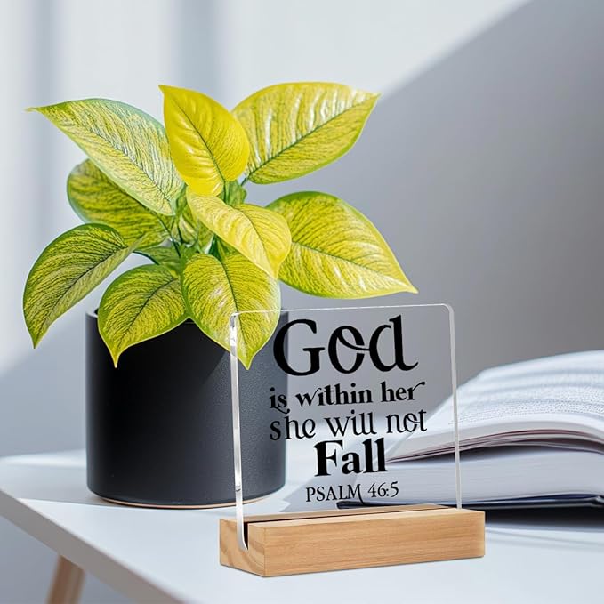 Christian Gifts for Women Acrylic Sign Decor Christian Home Office Table Decor Acrylic Plaque, Bible Verse Shelf Cubicle Desktop Art Decoration, Inspirational Religious Gifts for Women Friend Her