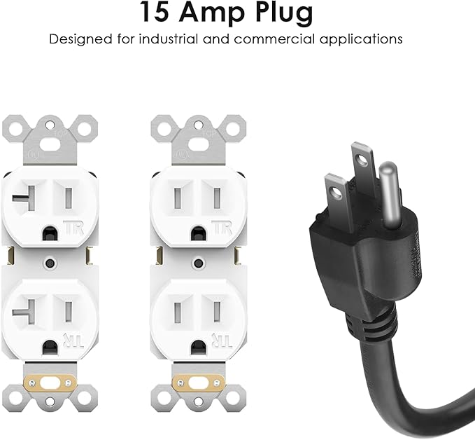JUNNUJ 20 Amp Power Strip Surge Protector 4800J, Heavy Duty 8 Outlet Metal Multi Angle Mount, 20A Garage Power Strip Shop 6-20R T-Slot, 5-15P Plug 12 Gauge Extension Cord 10ft for Appliance