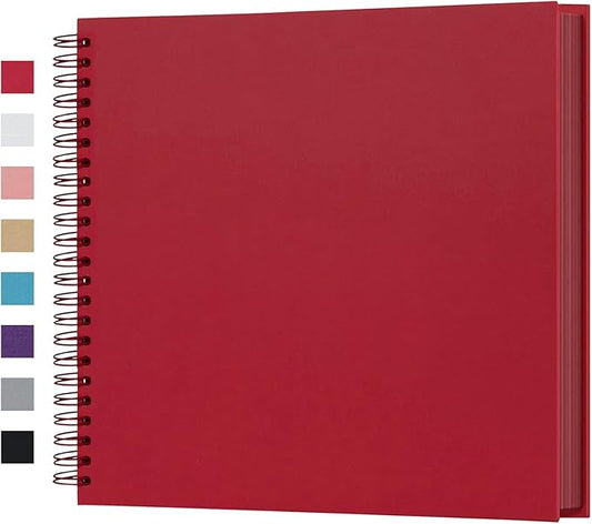 potricher 12 x 12 Inch Large DIY Scrapbook Photo Album 80 Pages Thick Kraft Blank Red Paper Memory Book for Wedding and Anniversary Family (Red, 12 Inch)