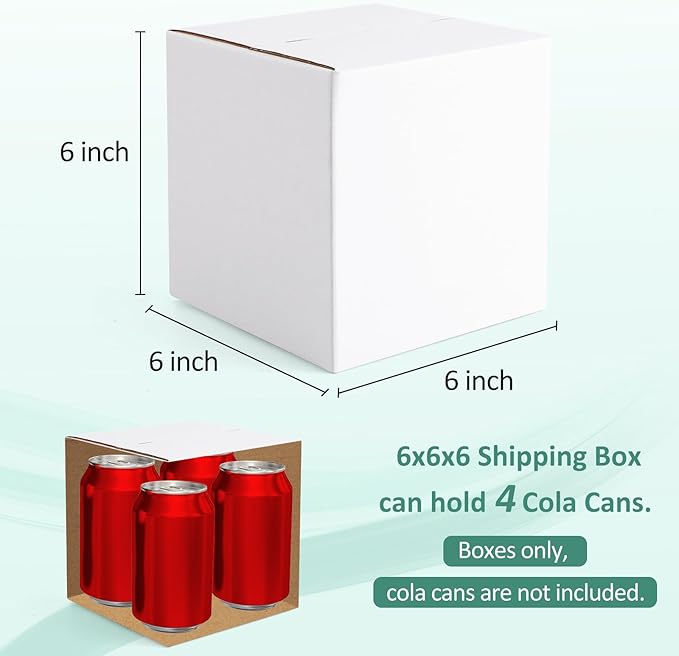 Eupako 6x6x6 Cardboard Box Mailers 30 Pack White Cube Corrugated Small Shipping Boxes for Packaging Small Business, Mailing