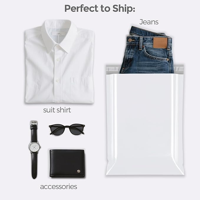 Fuxury 1000 Pack 10x13" Poly Mailers Bulk,Heavy Duty Shipping Bags for Clothes,Strong Adhesive Self Seal Poly Mailing Envelopes for Postage Return Books Business(White)