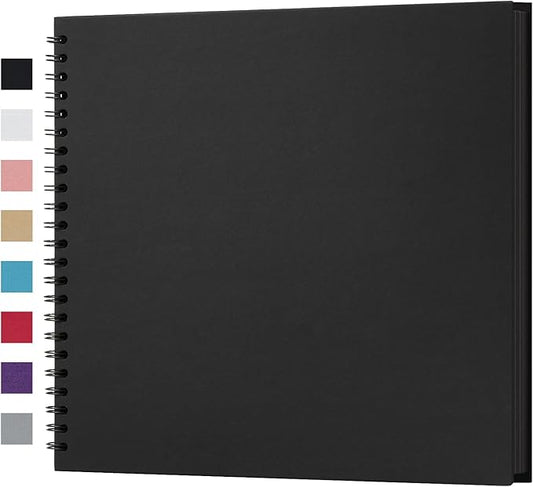 potricher 12 x 12 Inch DIY Scrapbook Album 40 Pages Hardcover Kraft Paper Scrap Book Photo Albums Memory Book for Wedding and Anniversary Family (Black, 12 Inch)