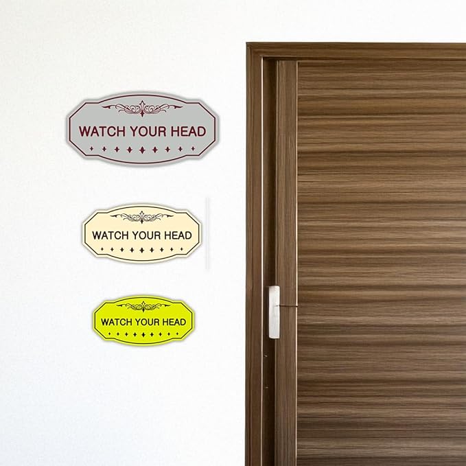 Signs ByLITA Victorian Watch Your Head Sign (Brushed Silver) - Medium 10 Pack