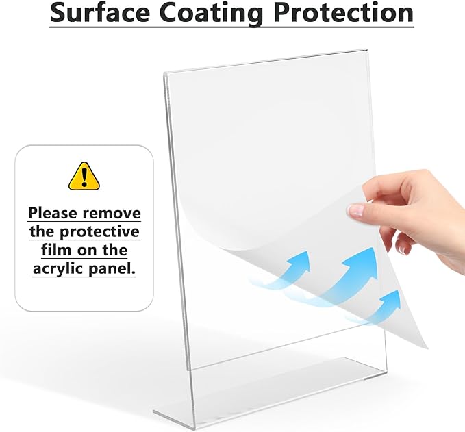 MaxGear Acrylic Sign Holder 8.5 x 11 Inches, Clear Sign Holders Plastic Display Stand Slant Back Countertop Display Picture Frames for Menus, Flyer, Use In Office, Store, 12 Pack