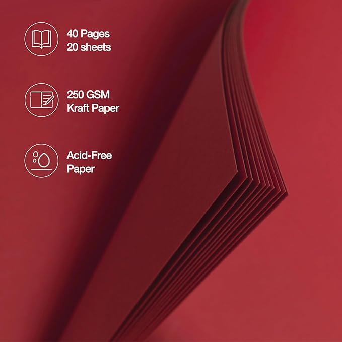 potricher 10 x 10 Inch DIY Scrapbook Album 40 Pages Hardcover Kraft Paper Scrap Book Photo Albums Memory Book for Wedding and Anniversary Family (Red, 10 Inch)