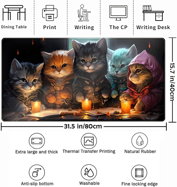 Commander Roleplay Desk Pad Mat Role Gaming XXL Big Mouse Pad Gaming Tabletop Game Gamer Gift - Mousepad XXL Laptop Computer Keyboard Pad with Stitched Edges Anti-Slip Funny Deskpad 31.5x15.7 in