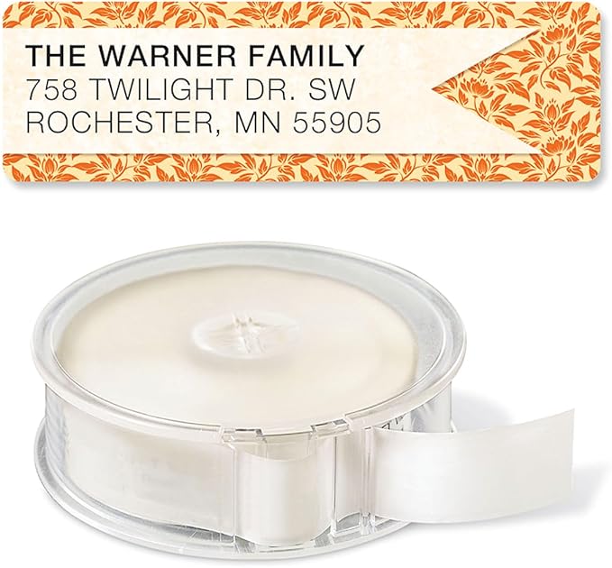 Blossom Banner Rolled Personalized Return Address Mailing Labels with Dispenser, Set of 250, 5 Designs, Small ¾ x 2½ Inch Size, Custom Self-Adhesive Sticker Roll, by Colorful Images