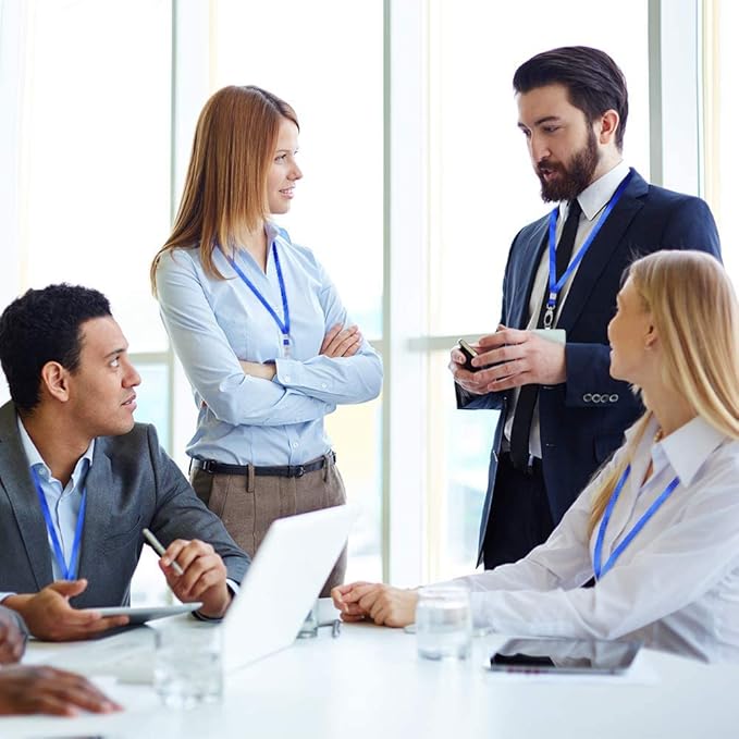 50 Pack Lanyards for Id Badges Holder Bulk Lanyard with Clip Swivel Hooks(Blue)