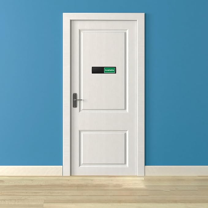 Available or In Use for Home Office Hotles Hospital Restroom, Vacant Occupied Slider Door Tells Whether Room in Use or Available, 7'' x 2''-Black