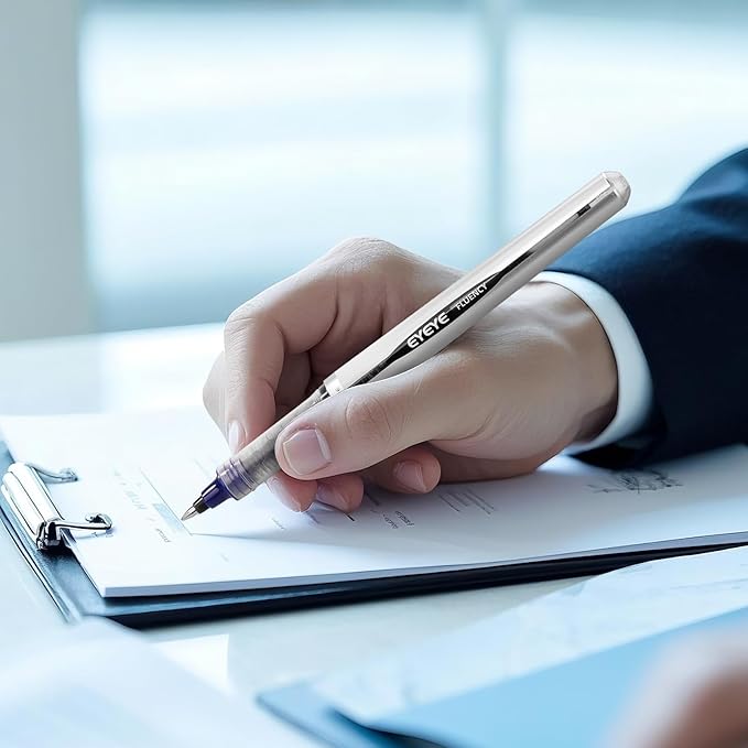 EYEYE 0.7mm Rollerball Pens Fine Point, 6 Pack of Pen Black Roller Ball Medium Point Quick Dry, Liquid Ink Pen Fine Point Smooth Writing Pens for Journaling, Note Taking, Office, School Supplies