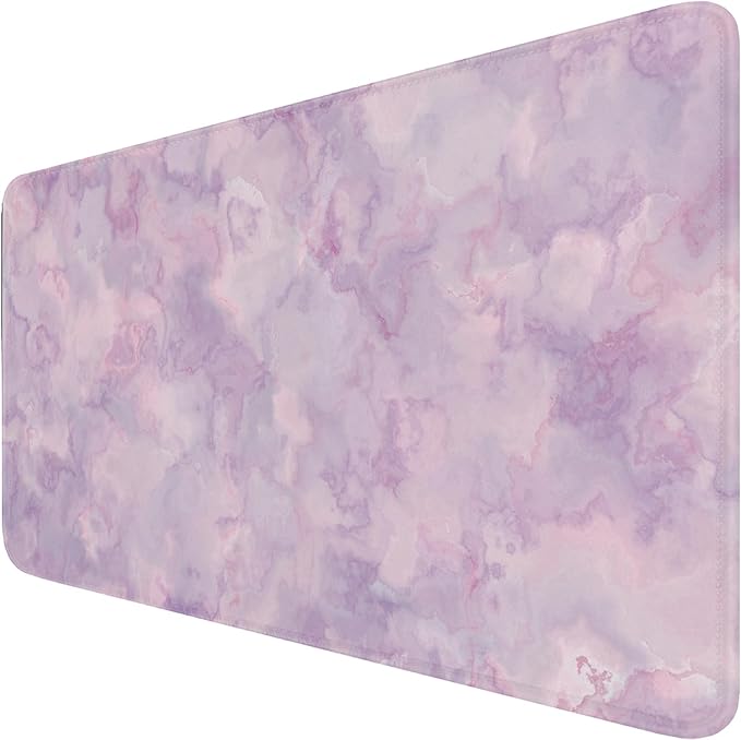 Large Extended Gaming Mouse Pad with Stitched Edges, (31.5X15.7In) Durable Non-Slip Natural Rubber Base, Waterproof Computer Keyboard Pad Mat for Esports Pros/Gamer/Desktop/Office/Home, Marble Purple