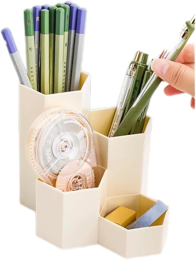 Pencil Holder Pens Cup Pencil Organizer Cute Pencil Holder for Desk with 4 Compartment Desktop Supplies and Accessories for Office/School/Home