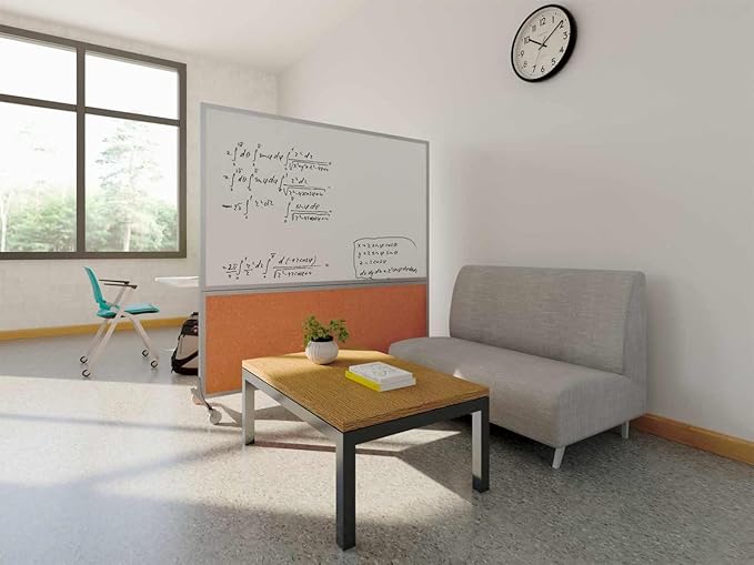 DivideWrite Mobile Whiteboard | Double Sided Dry Erase Board | Portable Office Cubicle Partition | Display for Classrooms, Conference Rooms, Meeting Areas and More | Mocha Fabric 5' Wide x 6' Tall