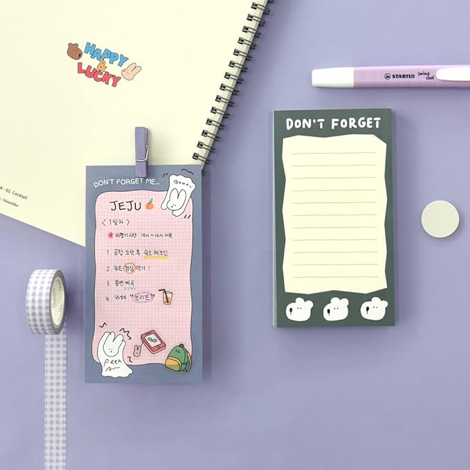 Monolike Memopad Happy and Lucky Petit Petit A SET - 4 Packs, 4 Different Designs, 80 Sheets Per Pad, Total 320 Sheets, Note pads, Writing pads, 80x148mm