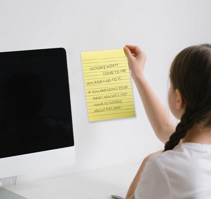 6 Pack 8x6 Inch Lined Sticky Notes, 300 Sheets Large Yellow Sticky Notes with Lines Super Sticking Power Memo Pads, Self-Stick Note Pads for School Office Home