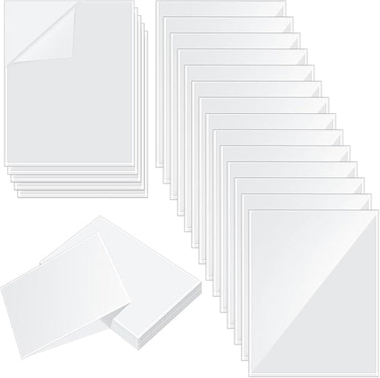 Gueevin 100 Pcs 5 x 8 Inch Self Adhesive Display Pockets Peel and Stick Clear Paper Sleeves Wall and Door Communication Clear Adhesive Sheet Protector Letter Size Plastic Sheet Protectors