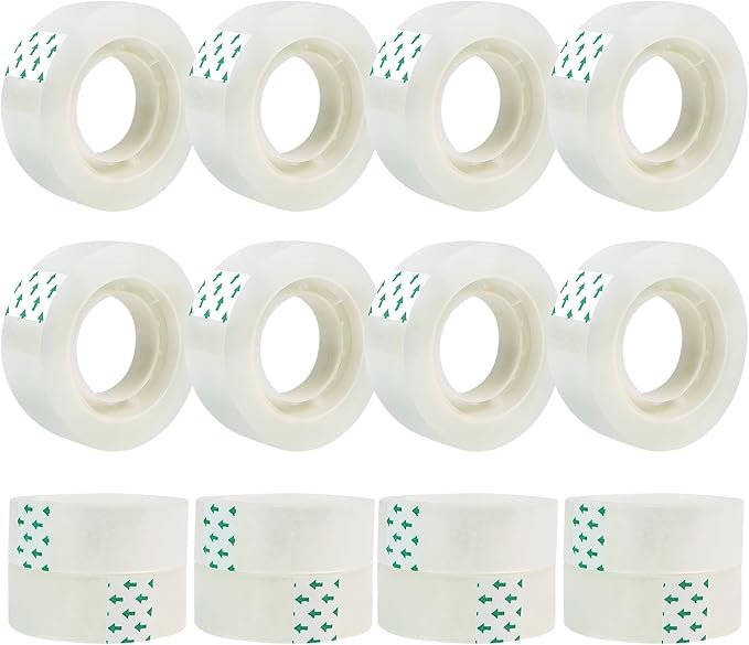 Scotch Tape Refills for Dispenser - Clear Packing Tape, Each Roll 3/4 x 1000 Inches, Scotch Tape 16 Pack, Office and Shipping Tape for Students and Office Staff