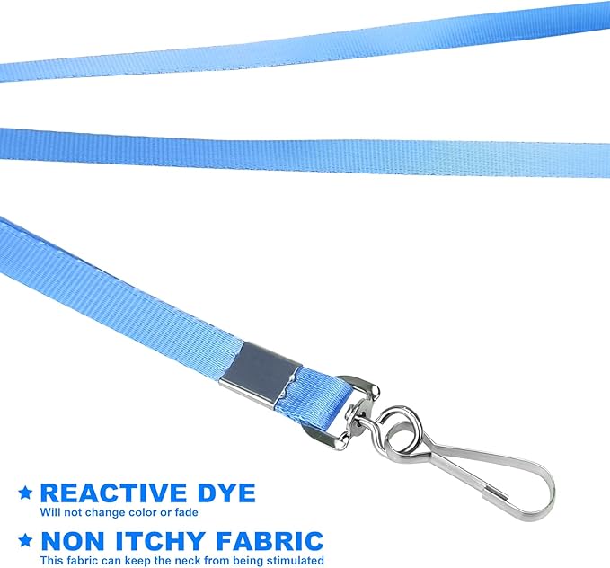 Bulk Lanyards Lanyards for ID Badges,Lanyards with Swivel Hook Clips for Name Tag Lanyard ID Holder (Light Blue, 100 packs)