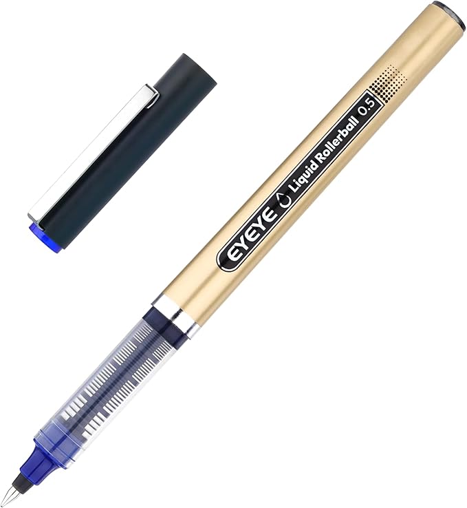 EYEYE 12 Pack 0.5mm Extra Fine Point Blue Rollerball Pens Quick Dry Liquid Ink, Smooth Writing Fine Tip Pens for Journaling, Note Taking, Office & School Supplies