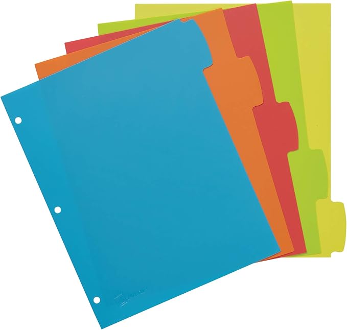 Avery Big Tab Write & Erase Durable Plastic Dividers for 3 Ring Binders, 5-Tab Set, Bright Multicolor, 1 Set (16129)